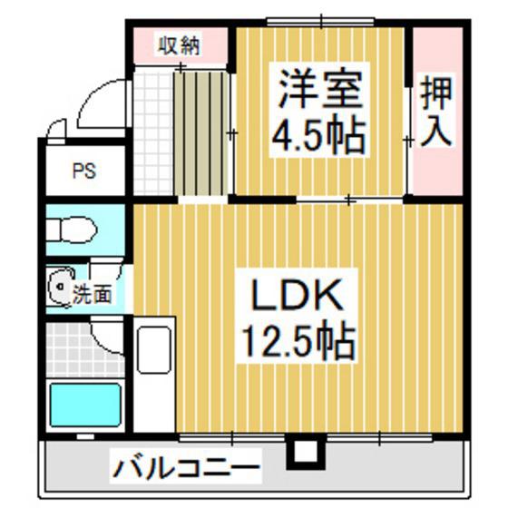 ビレッジハウス糸井2号棟(1LDK/2階)の間取り写真