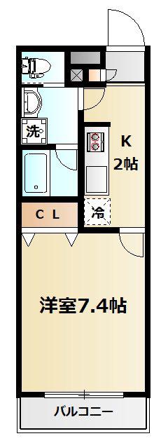 セルリアンパーク根岸(1K/2階)の間取り写真