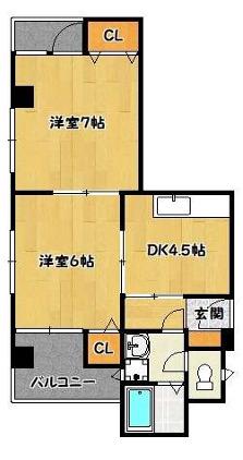 吉中ビル(2DK/4階)の間取り写真