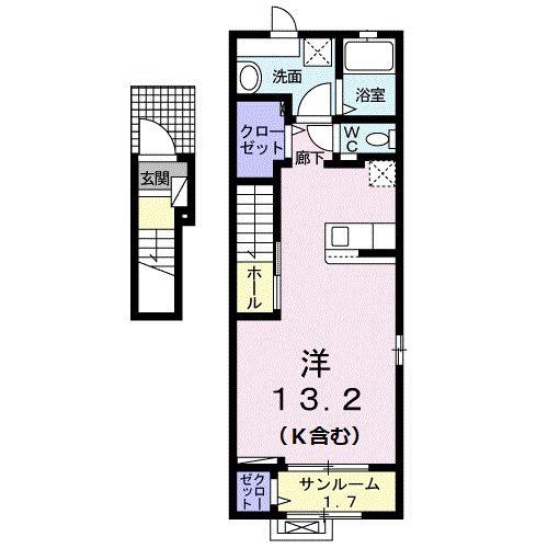 アバンツァート.DS(ワンルーム/2階)の間取り写真