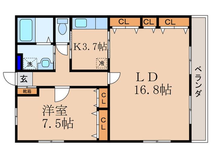 メゾン雅(1LDK/2階)の間取り写真