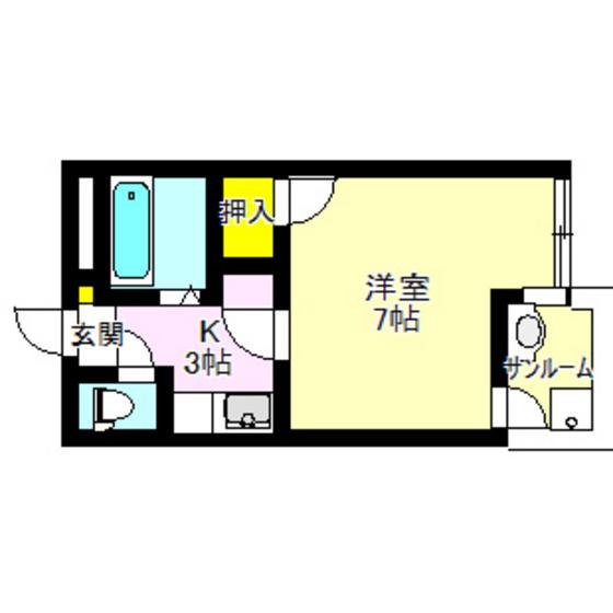 ヴィラ栄町(1K/2階)の間取り写真