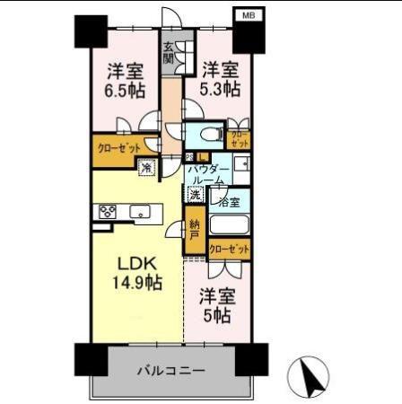 プレミスト湘南辻堂アクアフェイス(3LDK/2階)の間取り写真