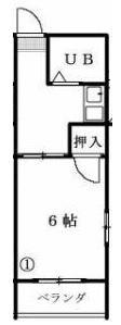 KOKUBUハイツ(1K/2階)の間取り写真