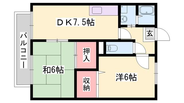 サンビレッジ新宮(2DK/2階)の間取り写真