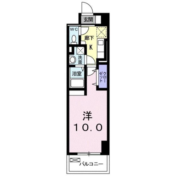 レジデンス柳町(1K/9階)の間取り写真
