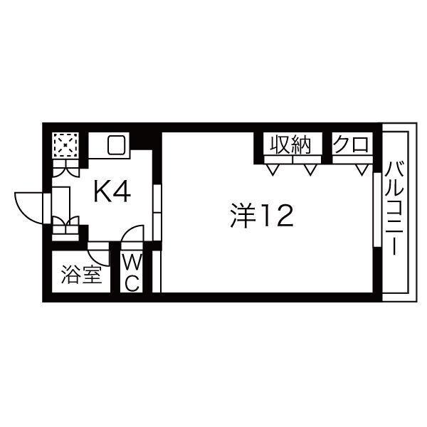 シティー中川(1K/1階)の間取り写真