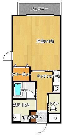 カノン桜坂(1K/3階)の間取り写真