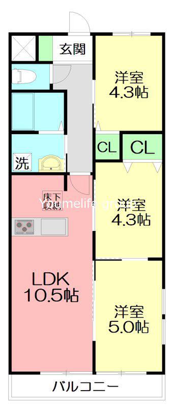 シャトレーアキIII(3LDK/1階)の間取り写真