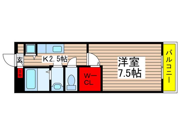 プロスペリタW(1K/4階)の間取り写真