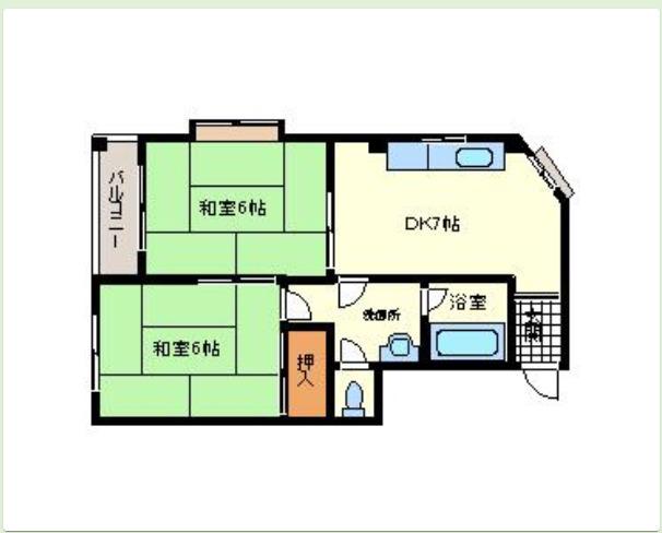 ハイム高師浜(2DK/3階)の間取り写真