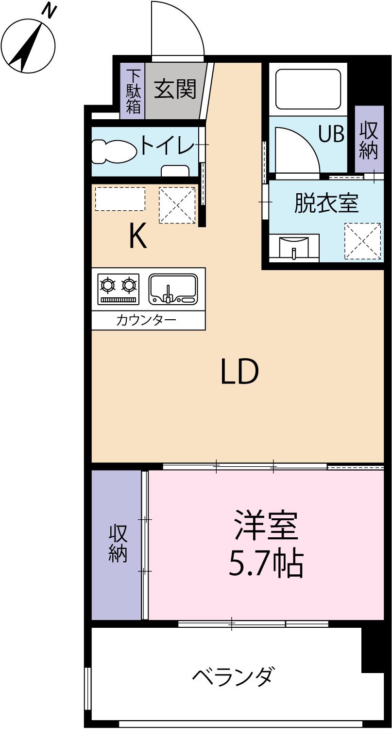 グランフェリス(1LDK/2階)の間取り写真