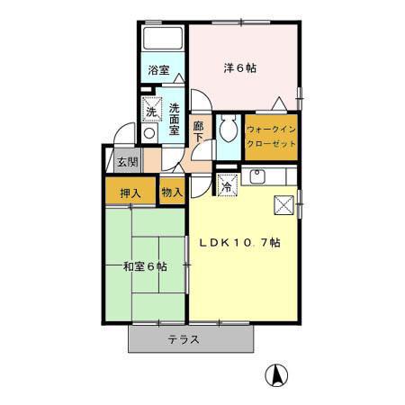 コンフォール・KB棟(2LDK/1階)の間取り写真