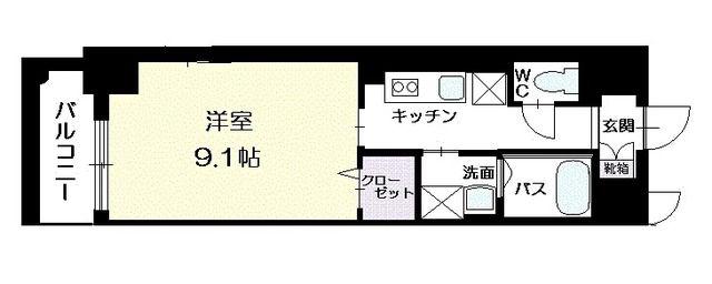 グランパール(1K/2階)の間取り写真