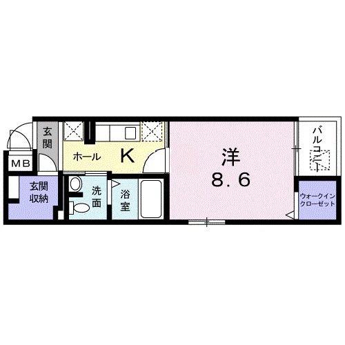 K.OレーベンII(1K/3階)の間取り写真