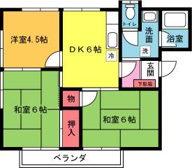 HOUSE陽ざし野I(3DK/2階)の間取り写真