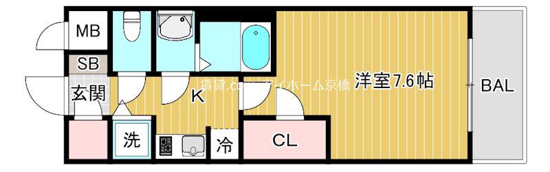 S-RESIDENCE野江(1K/6階)の間取り写真