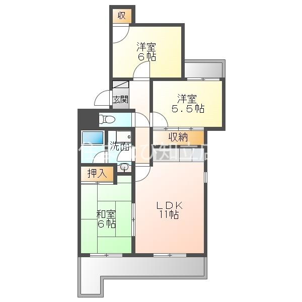 エスペランス池浦B棟(3LDK/2階)の間取り写真