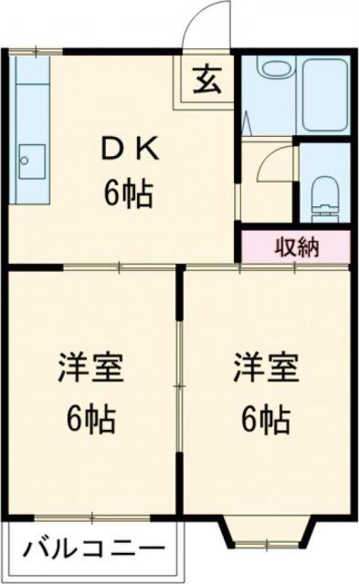 パーク・ハイムA(2DK/2階)の間取り写真