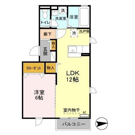 ティーツリー(1LDK/2階)の間取り写真