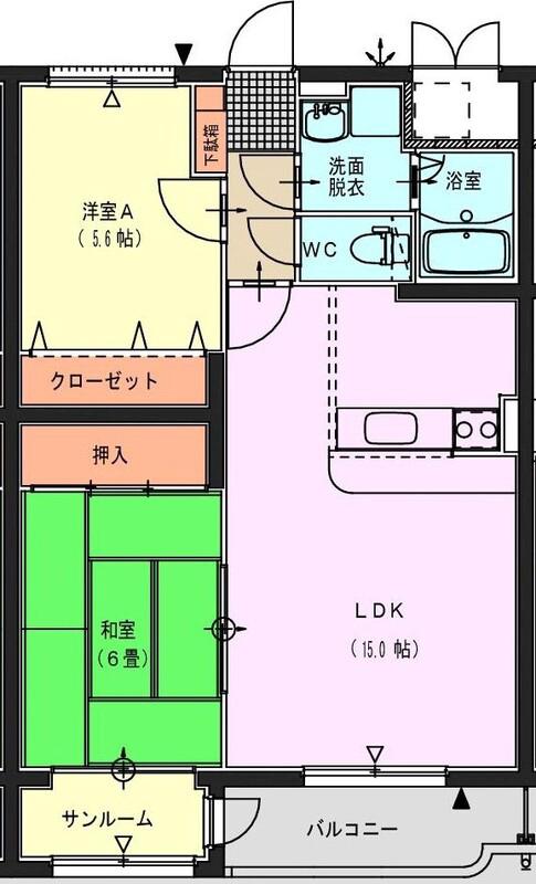 グリーンエンジェル(2LDK/3階)の間取り写真
