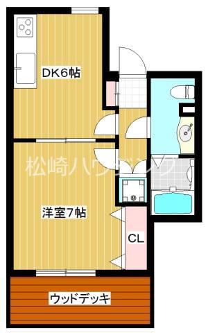 サンテラスもみじ山(1DK/1階)の間取り写真