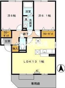 サンライズ(2LDK/1階)の間取り写真