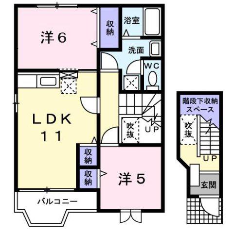 ファミリーヌI(2LDK/2階)の間取り写真