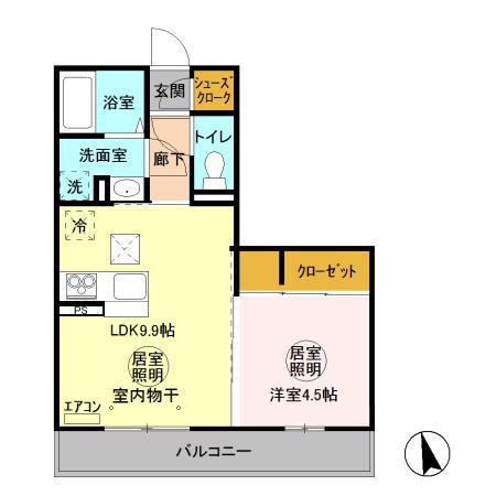 アルカンジュ(1LDK/1階)の間取り写真