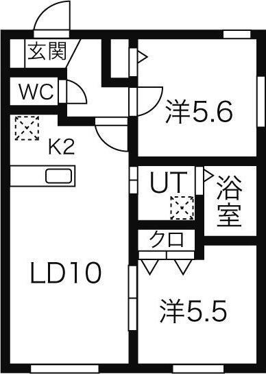 GARE中の島(2LDK/4階)の間取り写真