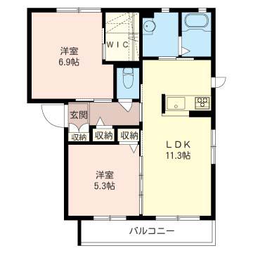 フォント デ ネージュ IV(2LDK/2階)の間取り写真