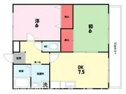 マインA棟(2DK/3階)の間取り写真