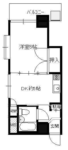 サンシティ金池(1DK/7階)の間取り写真