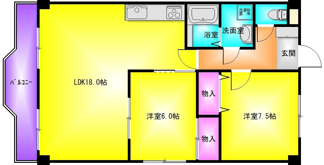 パレーシャル21(2LDK/2階)の間取り写真