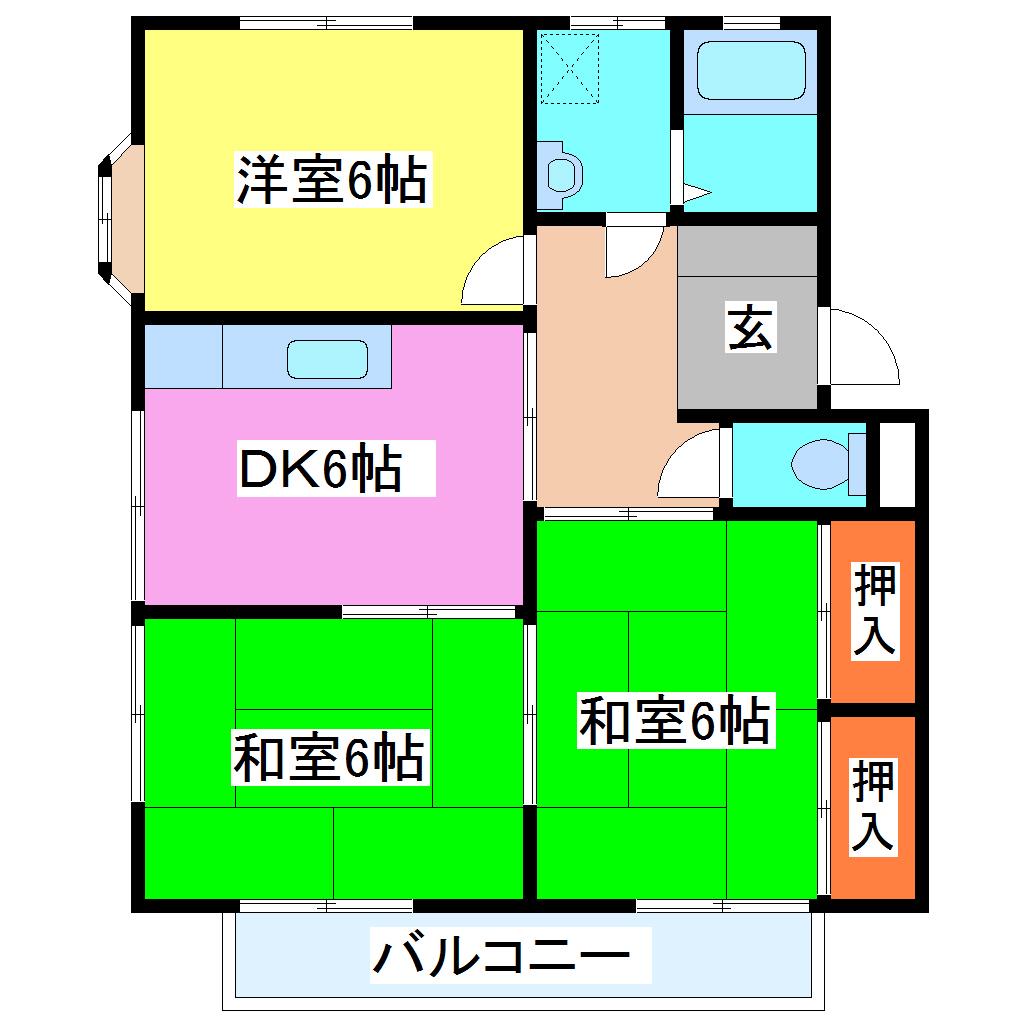 リベルチ古閑(3DK/2階)の間取り写真