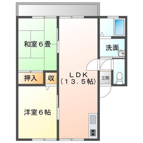 ノーブル1(2LDK/1階)の間取り写真