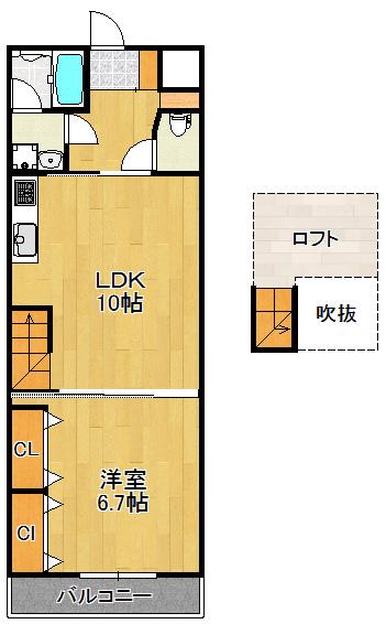 MILTE 日吉(1LDK/2階)の間取り写真