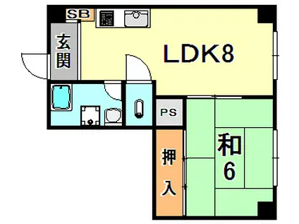 マンション板倉(1DK/3階)の間取り写真