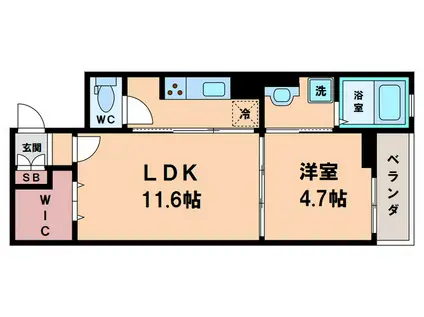 イーリスウィステリア(1LDK/4階)の間取り写真