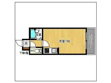 プレアール紫(ワンルーム/3階)の間取り写真