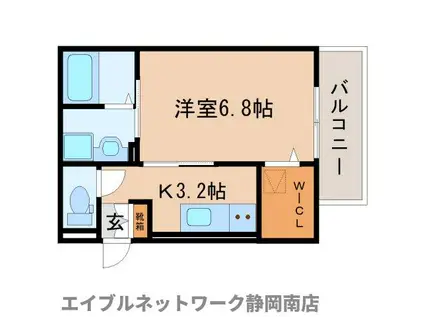 ジュネス東静岡(1K/1階)の間取り写真