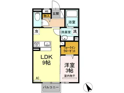 ロイジェントパークス広野 I(1LDK/2階)の間取り写真