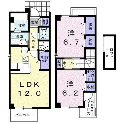 グレンデ・フレデリクス(2LDK/1階)の間取り写真