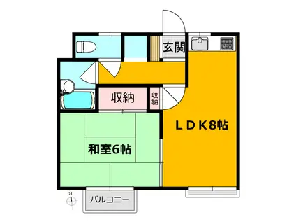 アーバンライフ赤坂壱番館(1LDK/2階)の間取り写真