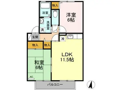 セジュールシマダA棟(2LDK/1階)の間取り写真