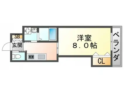 SAMURAIマンション上山手(1K/3階)の間取り写真