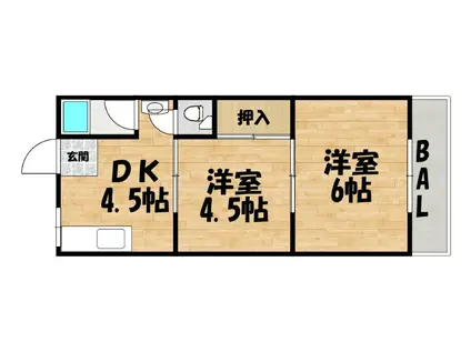 太平2号館(2DK/5階)の間取り写真