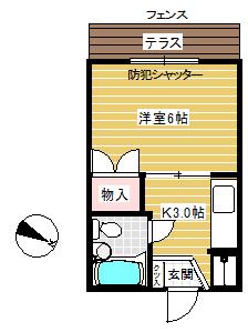クレッシェンド目黒(1K/1階)の間取り写真