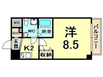 セレニテ甲子園I(1K/4階)の間取り写真