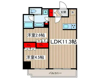 アーバネックス両国(2LDK/14階)の間取り写真